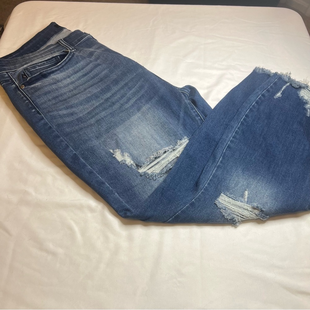 Judy Blue Skinny Jeans 18W Distressed High Rise Stretch Frayed Hem Plus